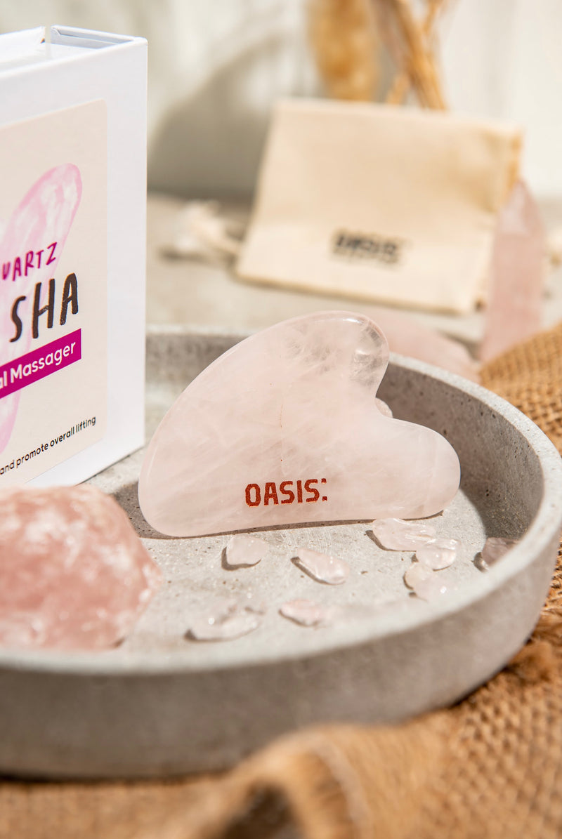Rose Quartz Gua Sha Facial Massager – Oasis Beauty Kitchen